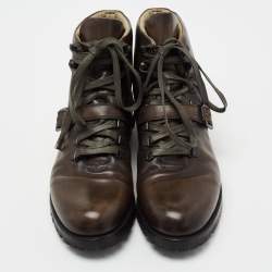 Pre Owned Berluti Brown Leather Brunico Ankle Boots Size 43.5