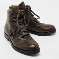 Pre Owned Berluti Brown Leather Brunico Ankle Boots Size 43.5
