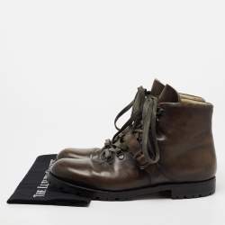 Pre Owned Berluti Brown Leather Brunico Ankle Boots Size 43.5