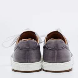 Pre Owned Berluti Grey Leather Playtime Scritto Low Top Sneakers Size 46