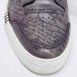 Pre Owned Berluti Grey Leather Playtime Scritto Low Top Sneakers Size 46