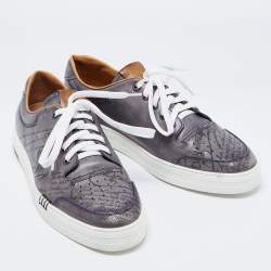 Pre Owned Berluti Grey Leather Playtime Scritto Low Top Sneakers Size 46