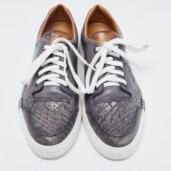 Pre Owned Berluti Grey Leather Playtime Scritto Low Top Sneakers Size 46