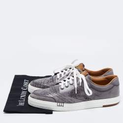 Pre Owned Berluti Grey Leather Playtime Scritto Low Top Sneakers Size 46