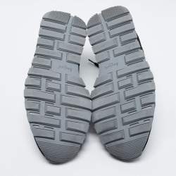 Pre Owned Berluti Black/Green Leather And Suede Fast Track Sneakers Size 46