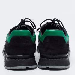 Pre Owned Berluti Black/Green Leather And Suede Fast Track Sneakers Size 46