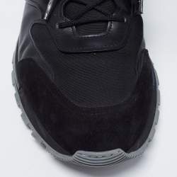 Pre Owned Berluti Black/Green Leather And Suede Fast Track Sneakers Size 46