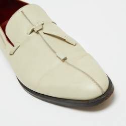 Pre Owned Berluti Cream Leather Slip On Loafers Size 44.5