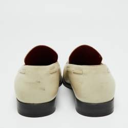 Pre Owned Berluti Cream Leather Slip On Loafers Size 44.5