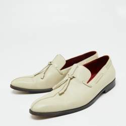 Pre Owned Berluti Cream Leather Slip On Loafers Size 44.5