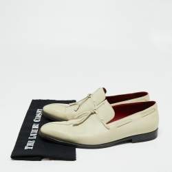 Pre Owned Berluti Cream Leather Slip On Loafers Size 44.5