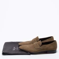 Pre Owned Berluti Olive Green Nubuck Leather Andy Loafers Size 41