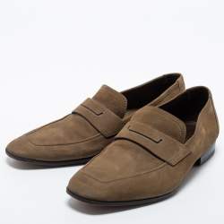 Pre Owned Berluti Olive Green Nubuck Leather Andy Loafers Size 41
