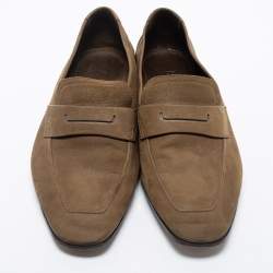 Pre Owned Berluti Olive Green Nubuck Leather Andy Loafers Size 41