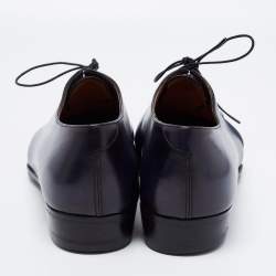Berluti Navy Blue/Black Leather Lace Up Oxfords Size 45
