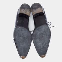 Berluti Navy Blue/Black Leather Lace Up Oxfords Size 45