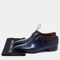 Berluti Navy Blue/Black Leather Lace Up Oxfords Size 45