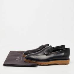 Berluti Navy Blue Leather Slip On Derby Size 40