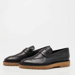 Berluti Navy Blue Leather Slip On Derby Size 40