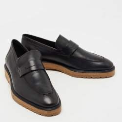 Berluti Navy Blue Leather Slip On Derby Size 40
