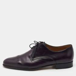 Berluti Purple Leather Lace Up Derby Size 40.5