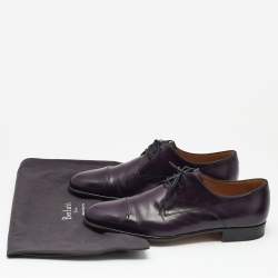 Berluti Purple Leather Lace Up Derby Size 40.5