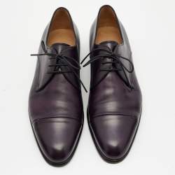 Berluti Purple Leather Lace Up Derby Size 40.5