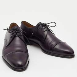 Berluti Purple Leather Lace Up Derby Size 40.5