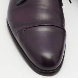 Berluti Purple Leather Lace Up Derby Size 40.5