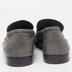 Berluti Grey Leather Lorenzo Slip On Loafers Size 42.5
