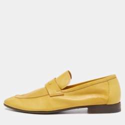 Berluti Yellow Leather Lorenzo Loafers Size 43