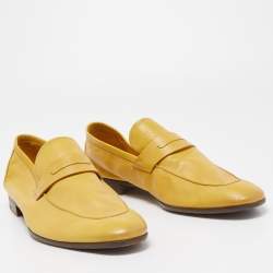 Berluti Yellow Leather Lorenzo Loafers Size 43