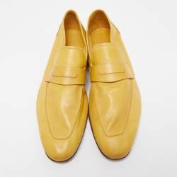 Berluti Yellow Leather Lorenzo Loafers Size 43