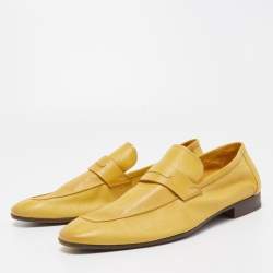 Berluti Yellow Leather Lorenzo Loafers Size 43