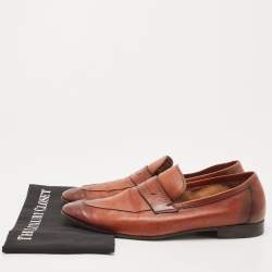 Berluti Brown Leather Lorenzo Loafers Size 43