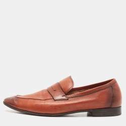 Berluti Brown Leather Lorenzo Loafers Size 43