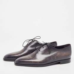 Berluti Grey Leather Lace Up Oxfords Size 43