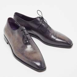 Berluti Grey Leather Lace Up Oxfords Size 43