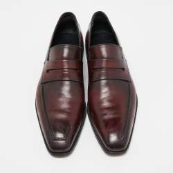 Berluti Two Tone Leather Penny Slip On Loafers Size 43.5