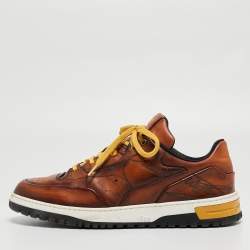 Berluti Brown Leather Playtime Low Top Sneakers Size 44