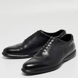 Pre Owned Berluti Navy Blue Leather Alessandro Galet Scritto Oxfords Size 43.5