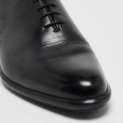 Pre Owned Berluti Navy Blue Leather Alessandro Galet Scritto Oxfords Size 43.5