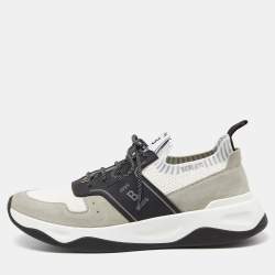 Berluti Tricolor Suede,Mesh and Knit Fabric Low Top Sneakers Size 46
