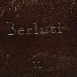 Pre Owned Berluti Black Leather Penny Slip On Loafers Size 45