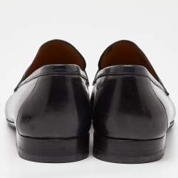 Pre Owned Berluti Black Leather Penny Slip On Loafers Size 45