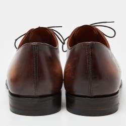 Berluti Brown Galet Scritto Leather Alessandro Oxfords Size 45