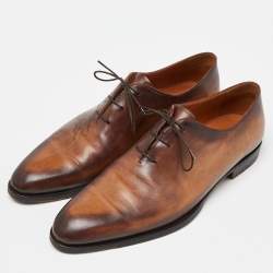 Berluti Brown Galet Scritto Leather Alessandro Oxfords Size 45