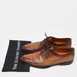 Berluti Brown Galet Scritto Leather Alessandro Oxfords Size 45
