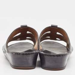 Berluti Black Embossed Leather Slides Size 43.5