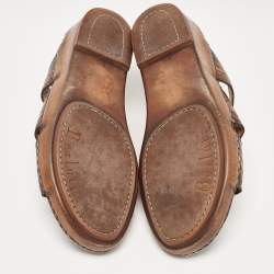 Berluti Brown Scritto Leather Slide Sandals 43.5